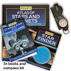 Binocular Astronomy Explorers tool set (3x guide books and Compass)